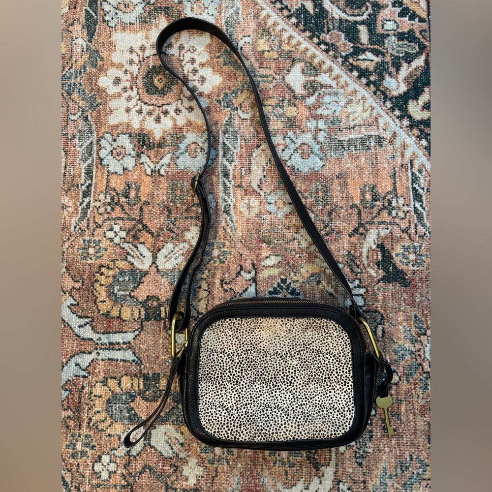 Fossil Elle Camera Bag Crossbody Calf Hair & Leather